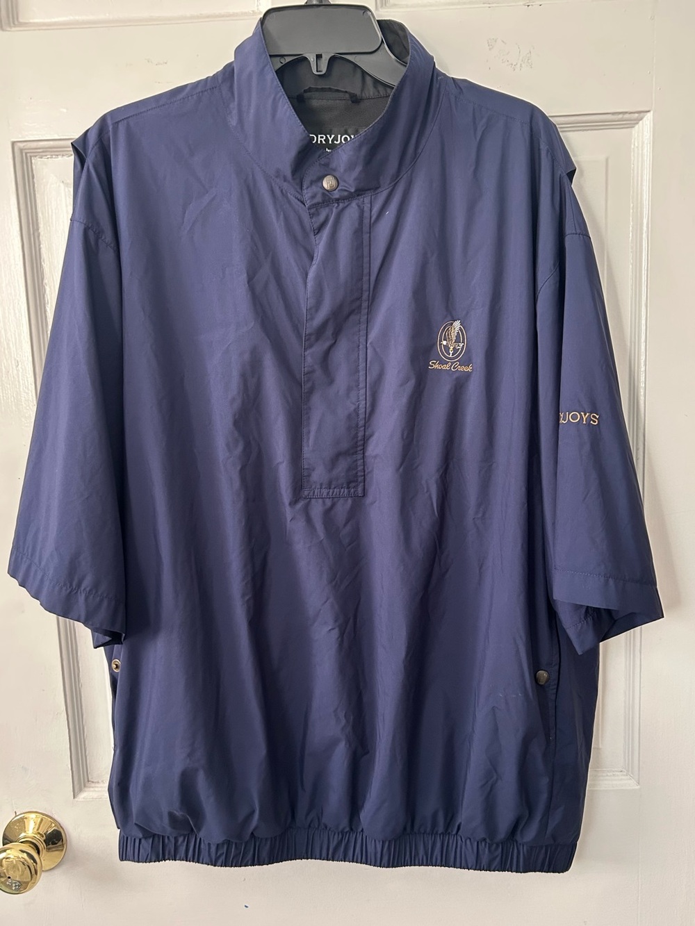 DryJoys FJ FootJoy Shoal Creek Short Sleeve 1/2 Zip Golf Pullover Navy Blue